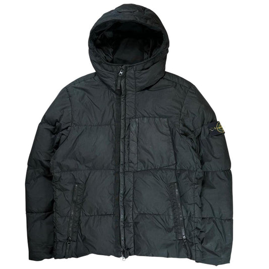 Stone island black garment dyed crinkle reps NY down puffer jacket (M)