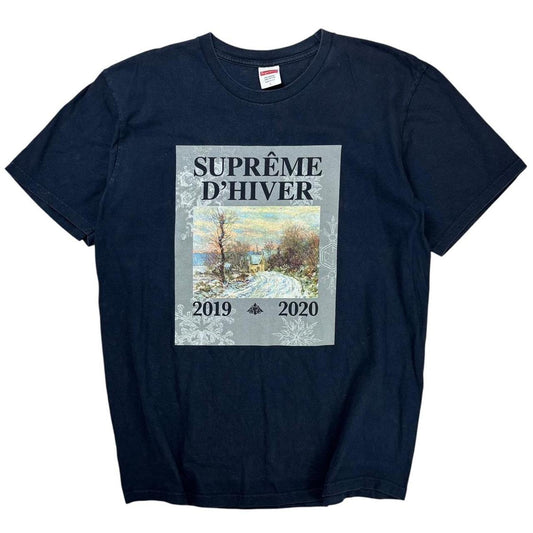 Supreme navy graphic T shirt (L)