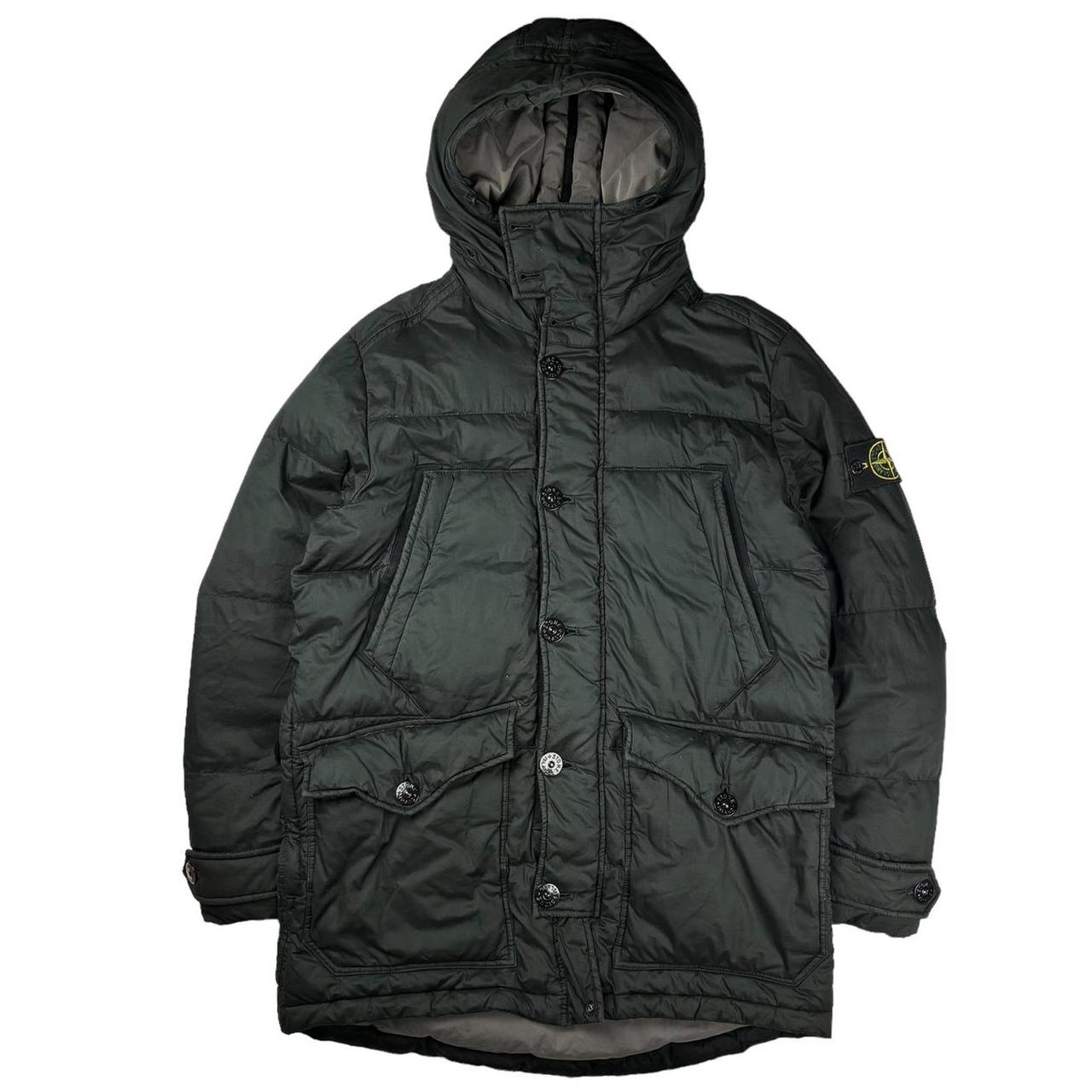 Stone island light resin treated cotton garment dyed down jacket