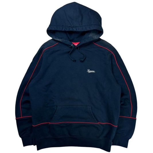 Supreme navy piping pullover hoodie (M)