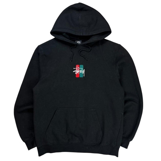 Stussy embroidered logo black pullover hoodie (XL)
