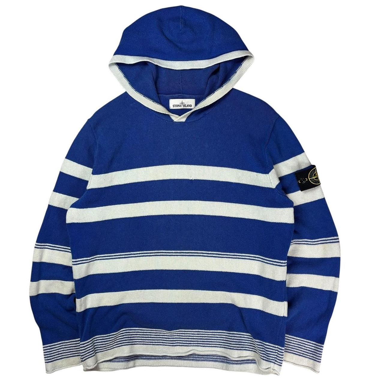 Stone island striped knit pullover hoodie (XL)