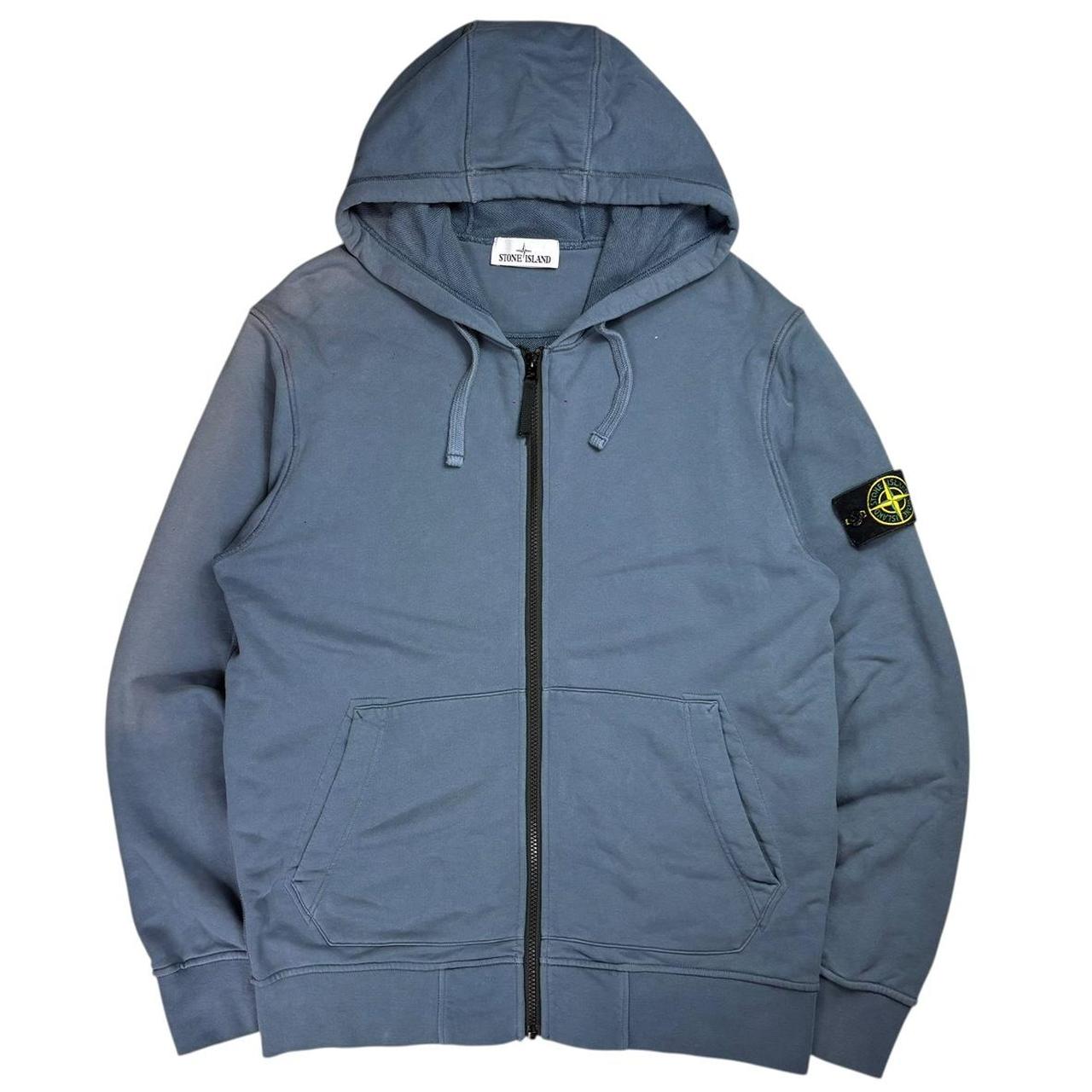 Stone island blue zip up hoodie (L)