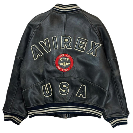 Avirex USA black leather jacket