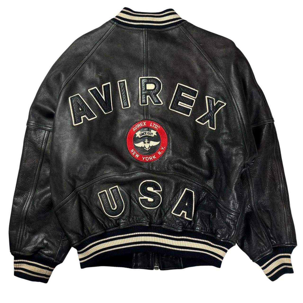 Avirex USA black leather jacket (S)
