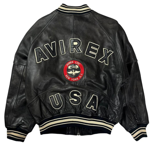 Avirex USA black leather jacket (S)