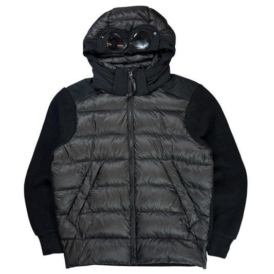 CP company black DD shell hybrid down puffer goggle jacket (M)
