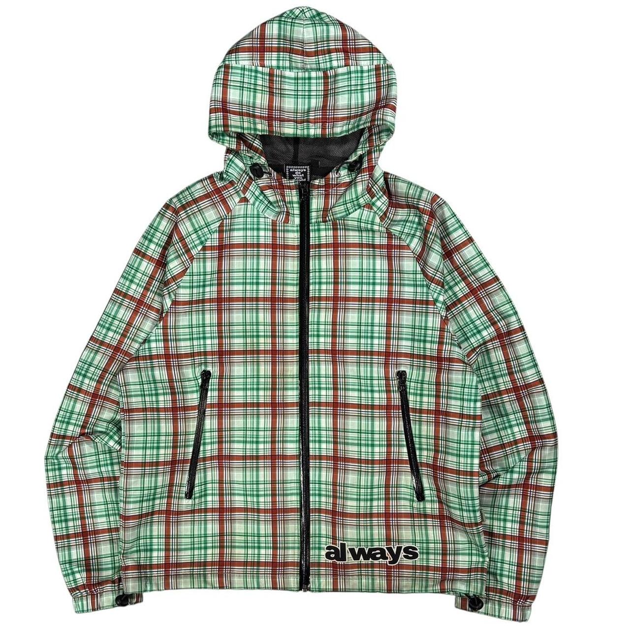 Always do what you should do green plaid windbreaker jacket (S)