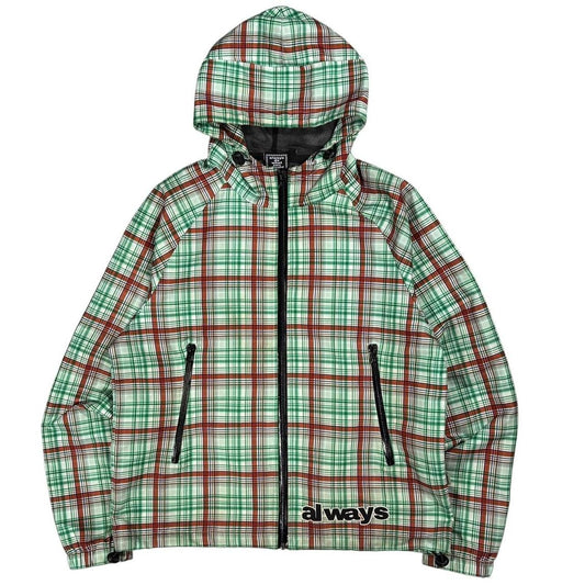 Always do what you should do green plaid windbreaker jacket (S)