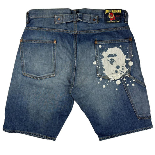 Bape ape head denim shorts (34")