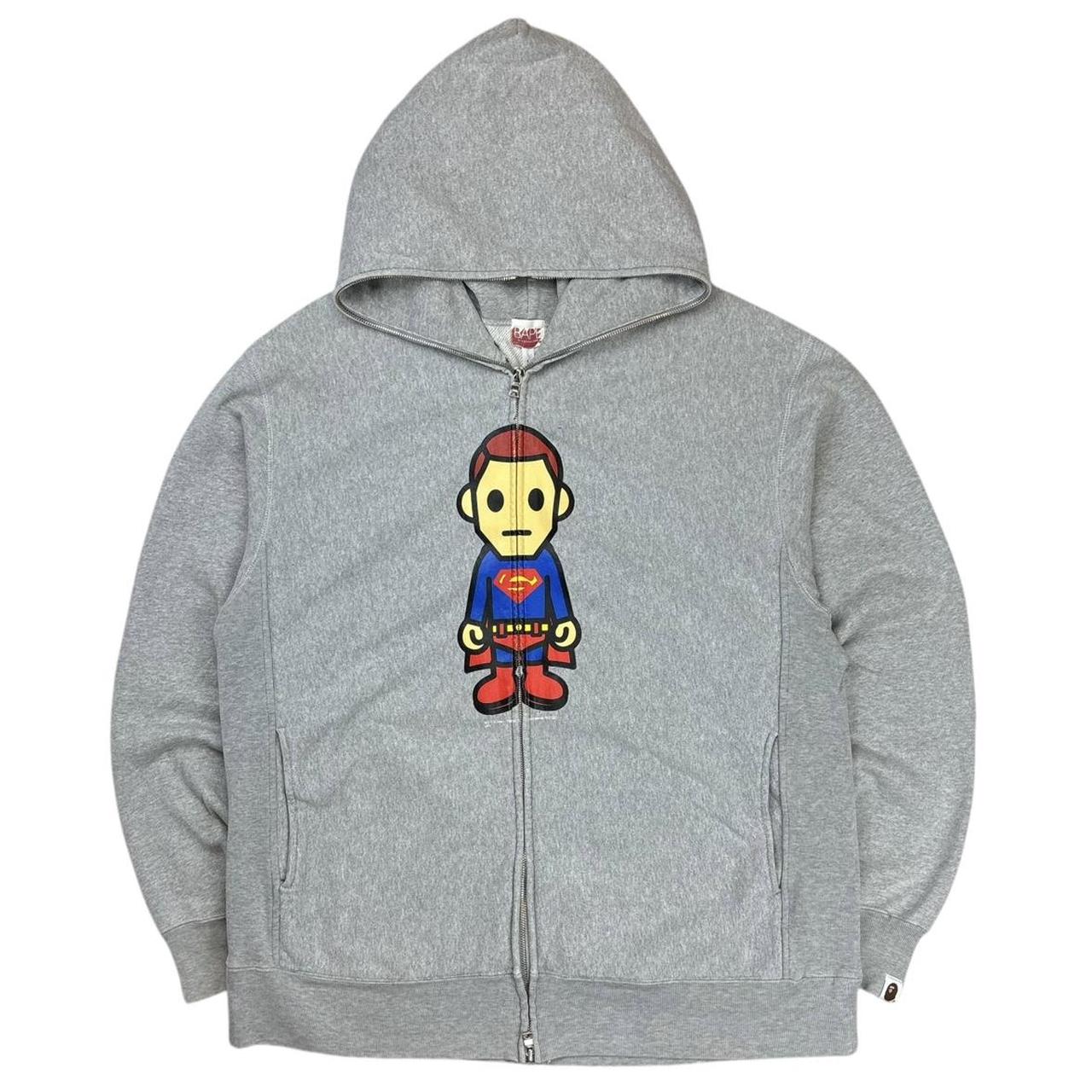 Bape x DC superman full zip grey hoodie