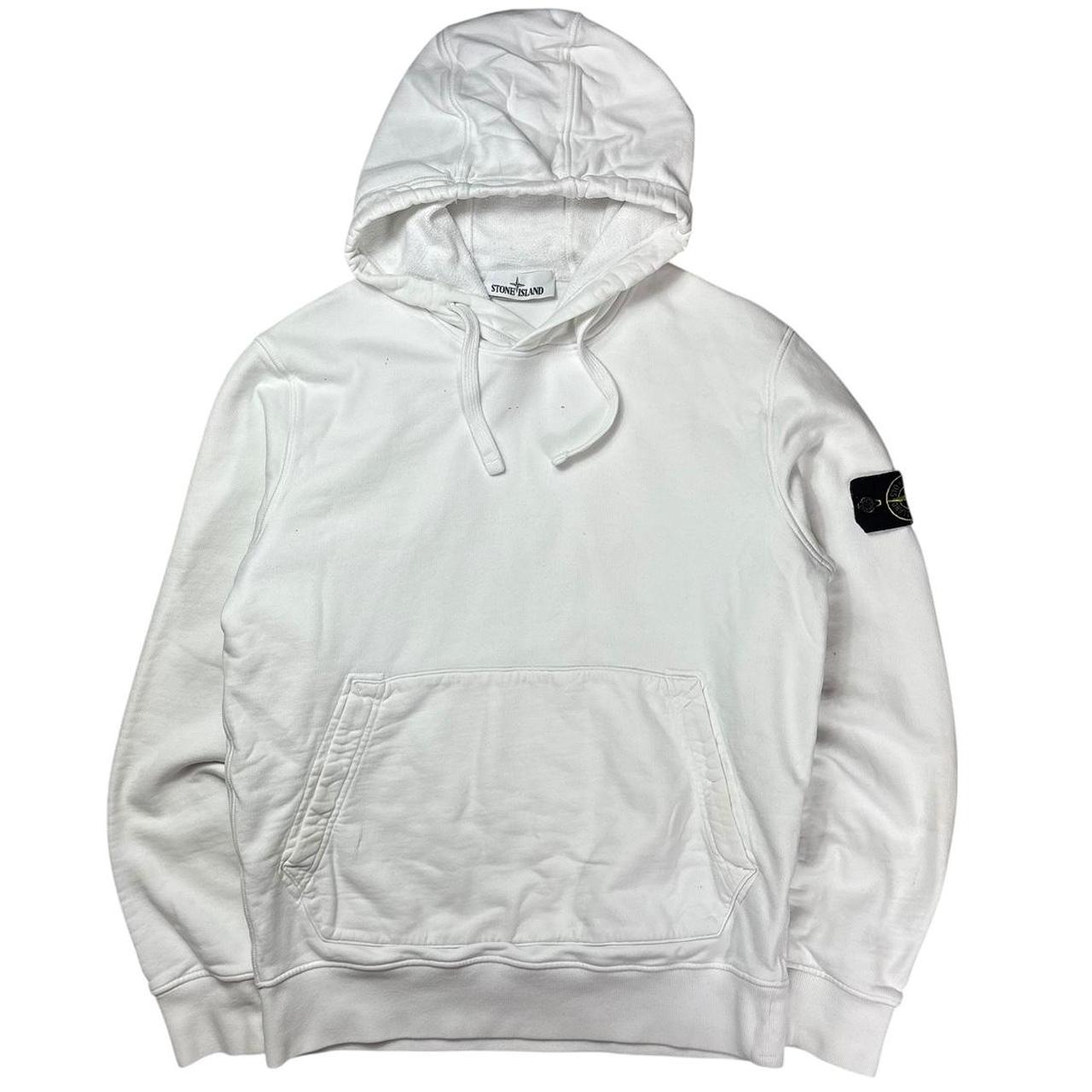 Stone island white pullover hoodie (M)