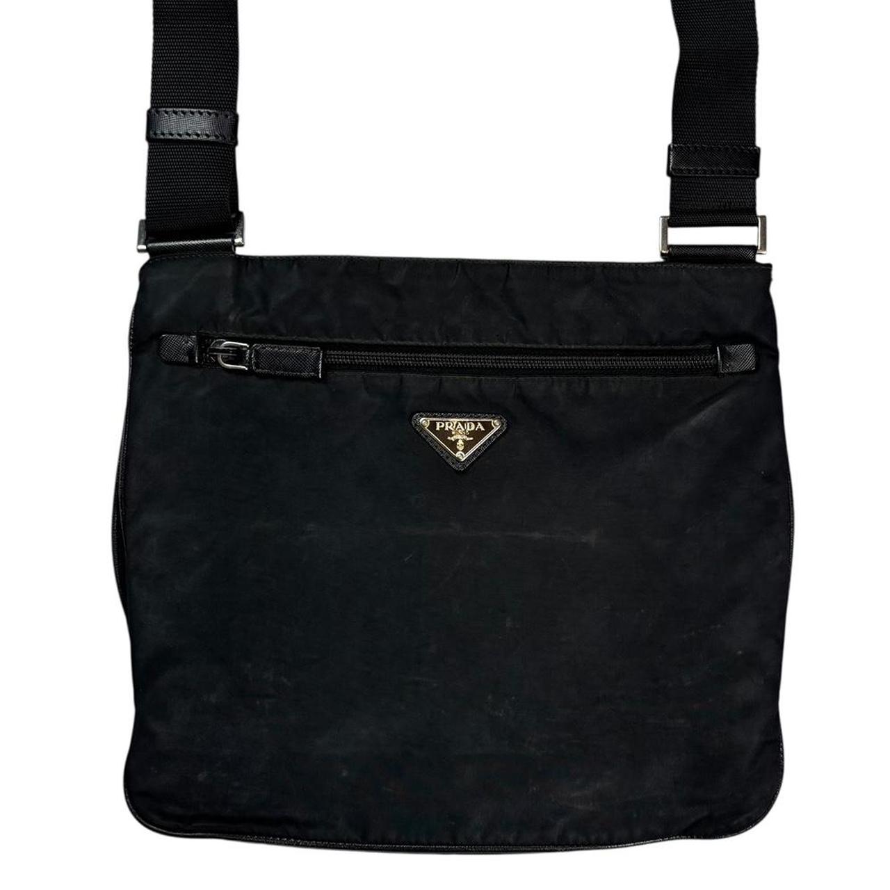 Prada triangle logo black crossbody side bag
