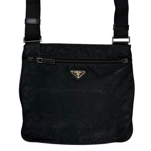 Prada triangle logo black crossbody side bag
