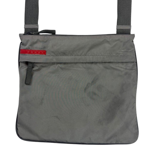 Prada sport grey red tab crossbody side bag