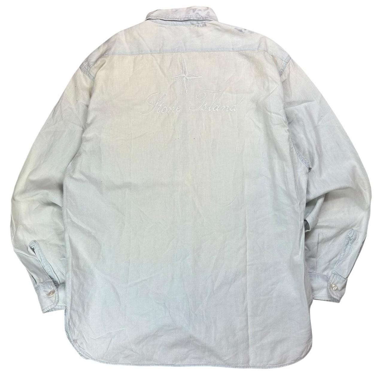 Stone island 80s embroidered spellout button up shirt (M)