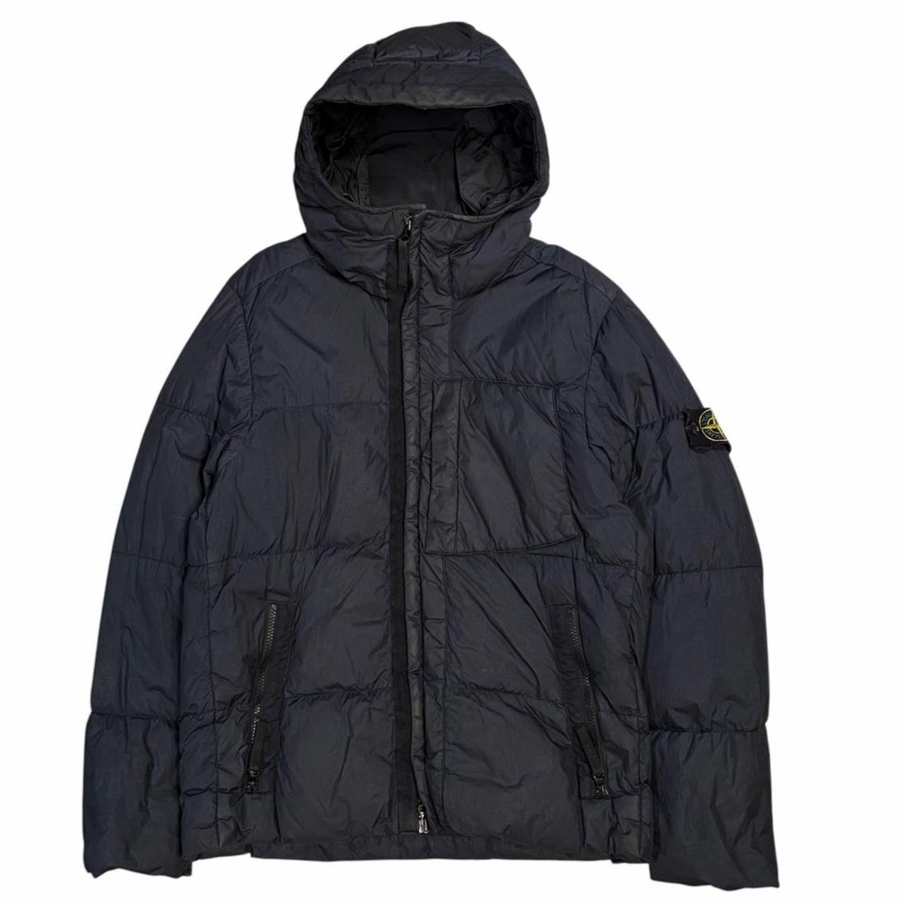 Stone island navy garment dyed crinkle reps NY down puffer jacket (S)