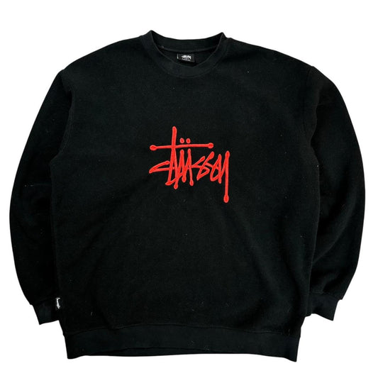 Stussy embroidered spellout fleece pullover sweatshirt