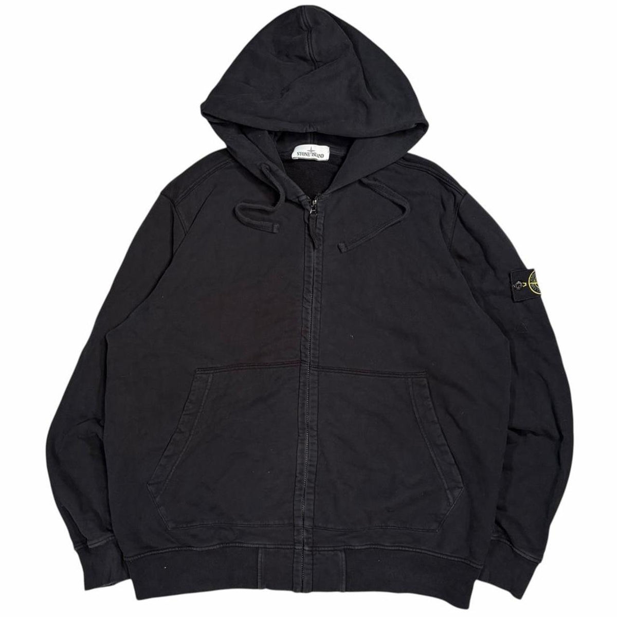 Stone island black zip up hoodie (XXXL)