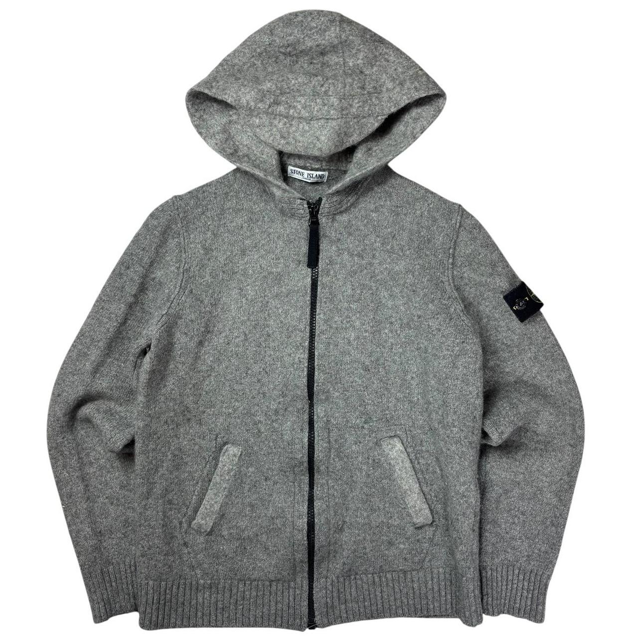 Stone island grey knitted zip up hoodie (WS)