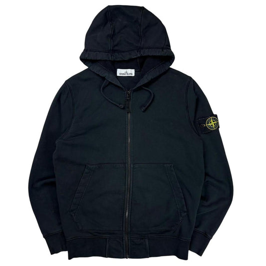 Stone island black zip up hoodie (M)