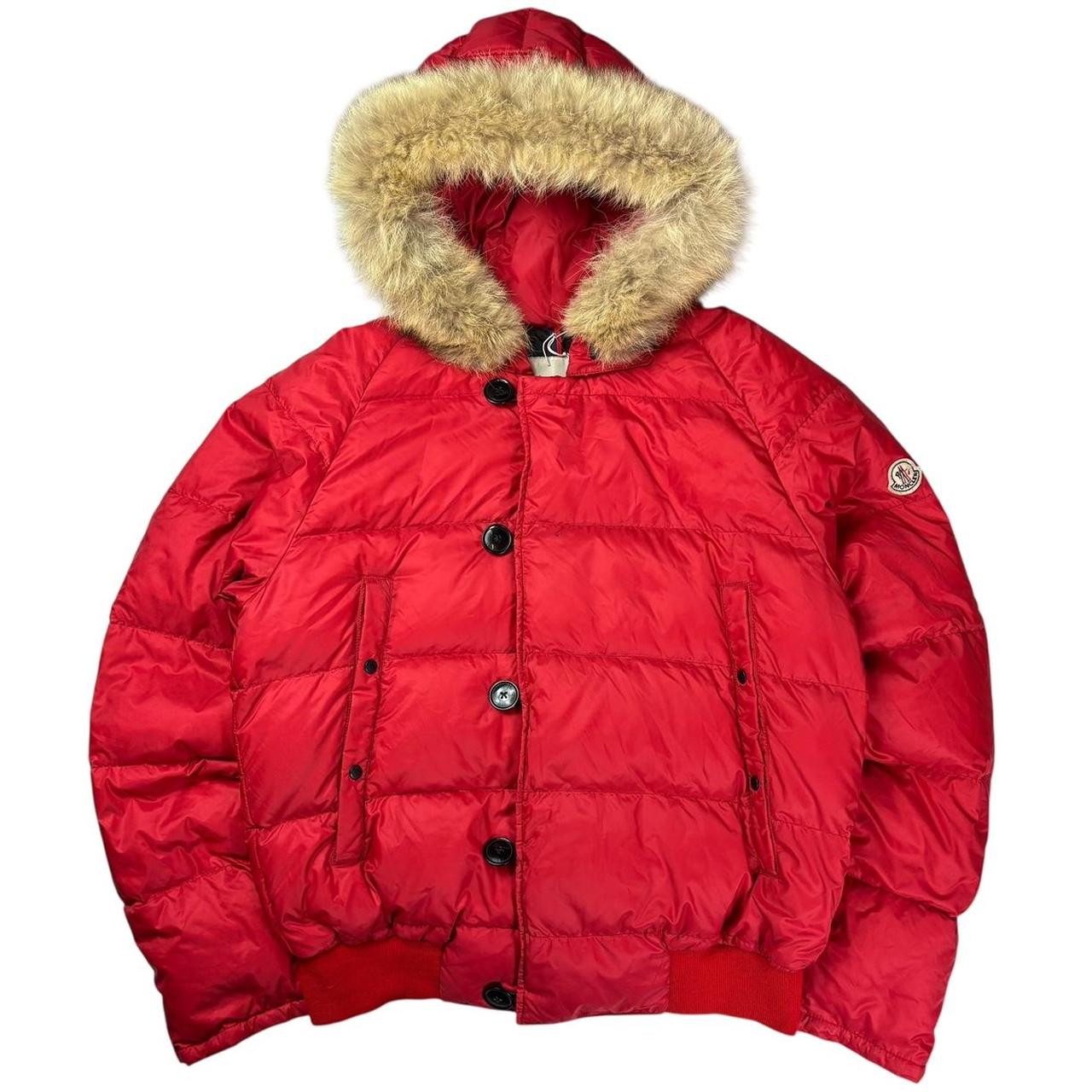 Moncler bulgarie fur hood down puffer jacket (L)