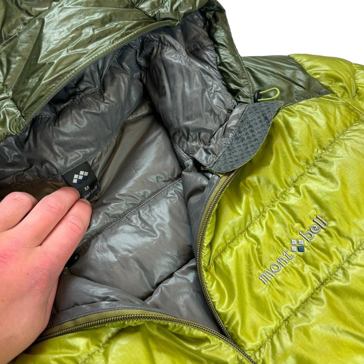 Montbell two tone green down puffer jacket (M)