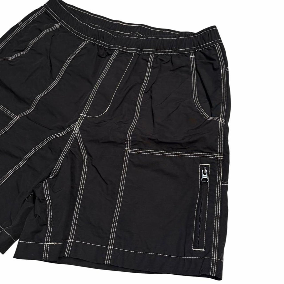 Brain dead triple needle reverse stitch shorts (S)