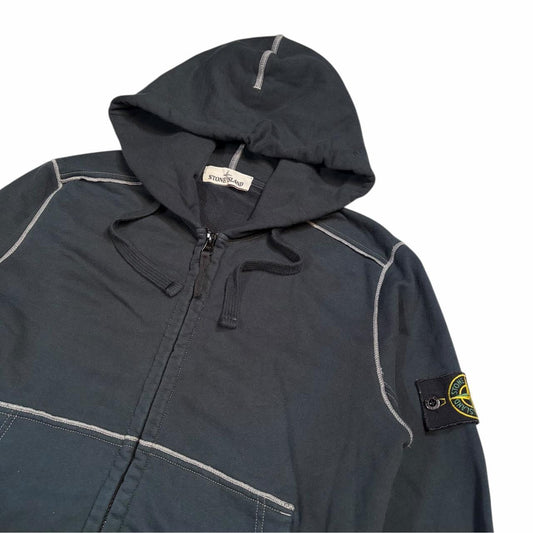 Stone island reverse stitch zip up hoodie (S)