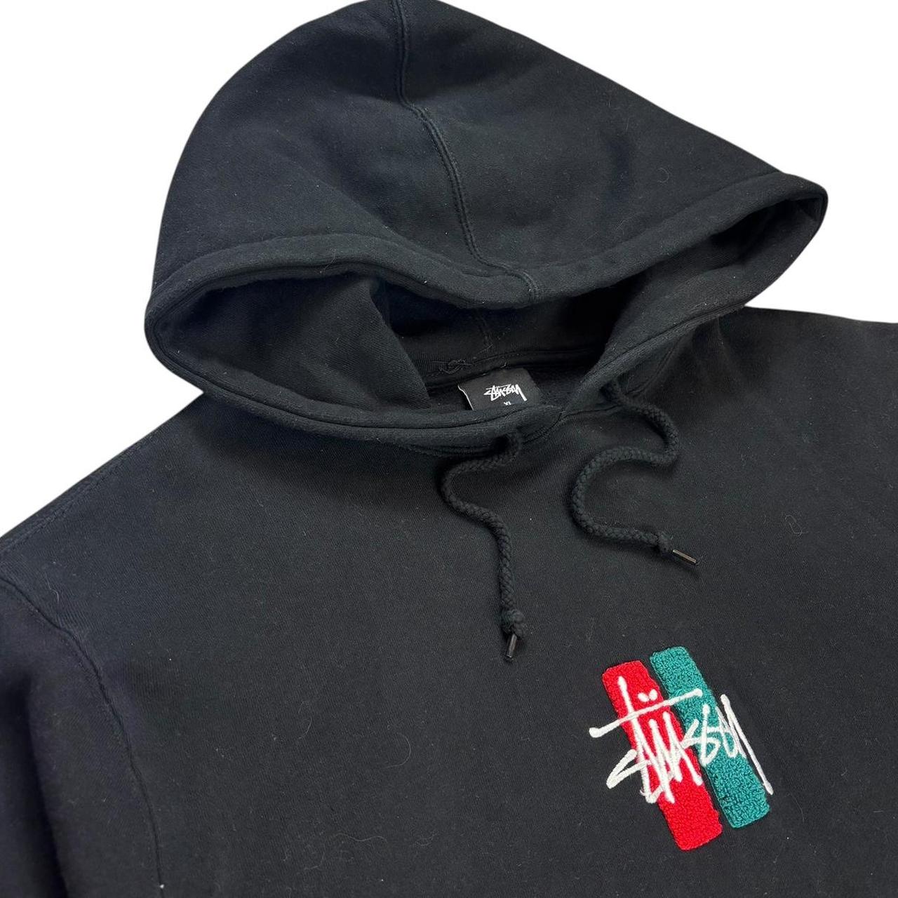 Stussy embroidered logo black pullover hoodie (XL)