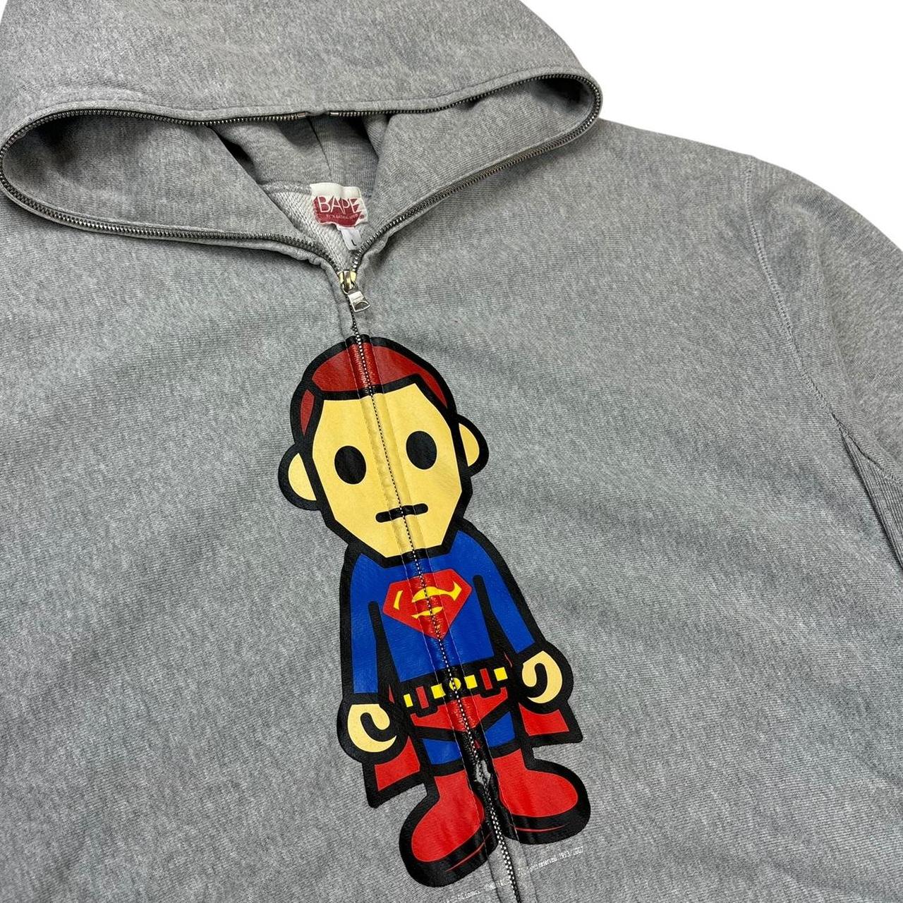 Bape x DC superman full zip grey hoodie