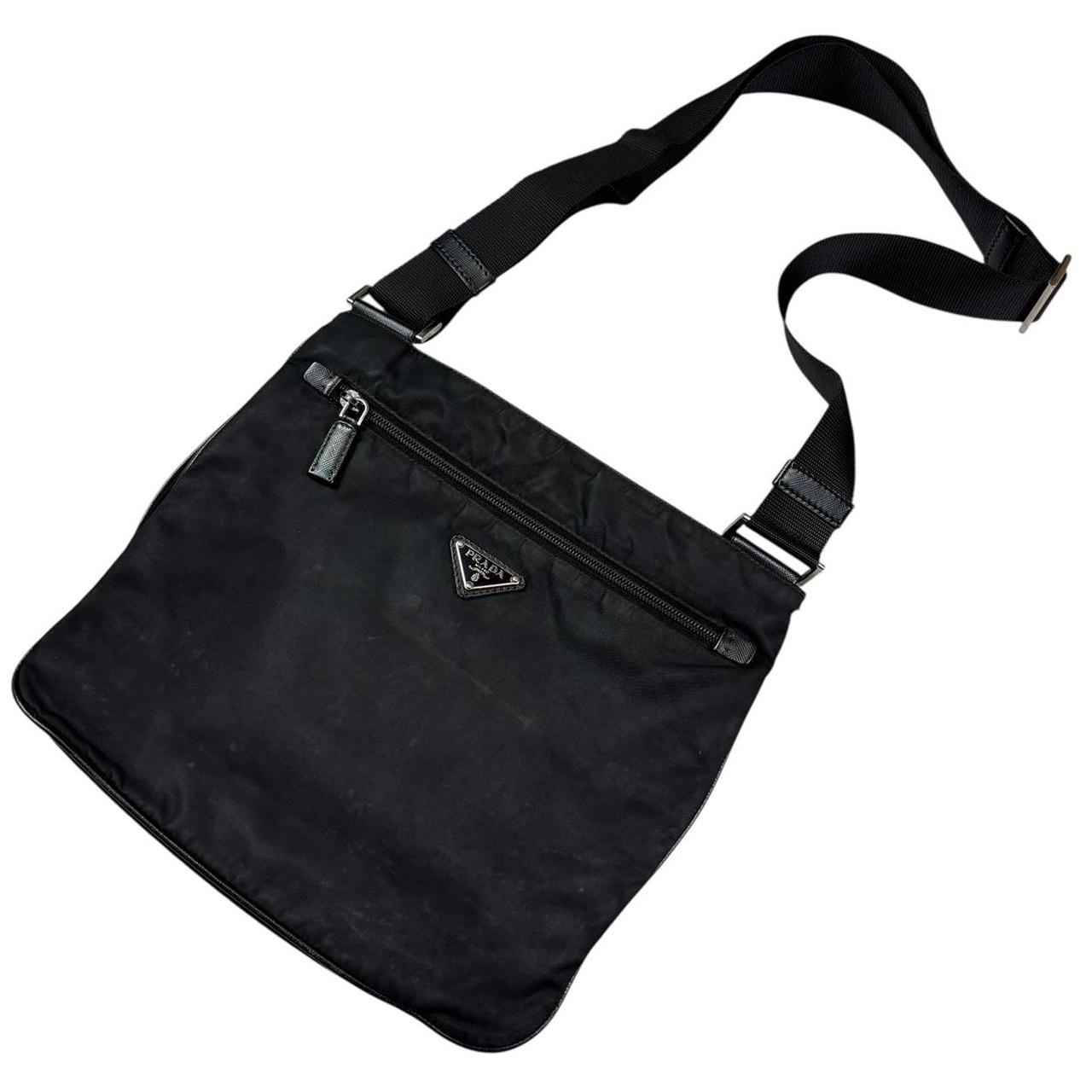 Prada triangle logo black crossbody side bag