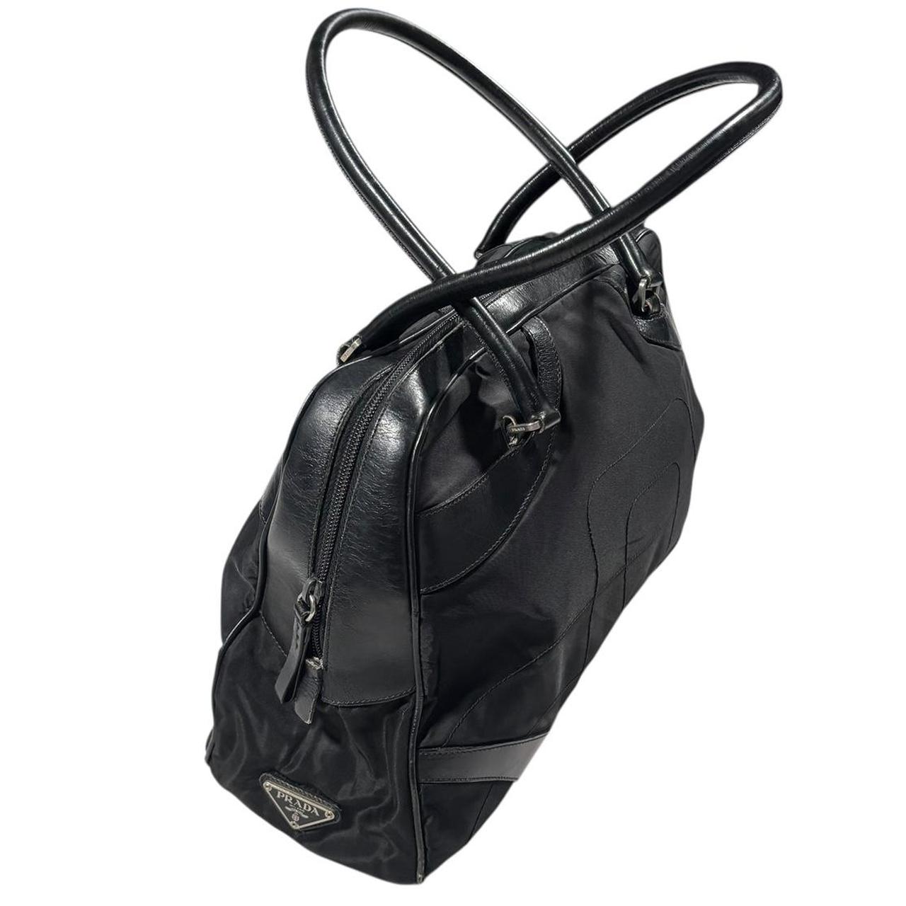 Prada tessuto black bowler shoulder bag