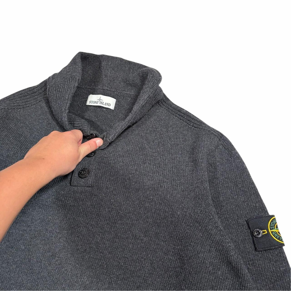Stone island quarter button up pullover knit sweatshirt (XXXL)