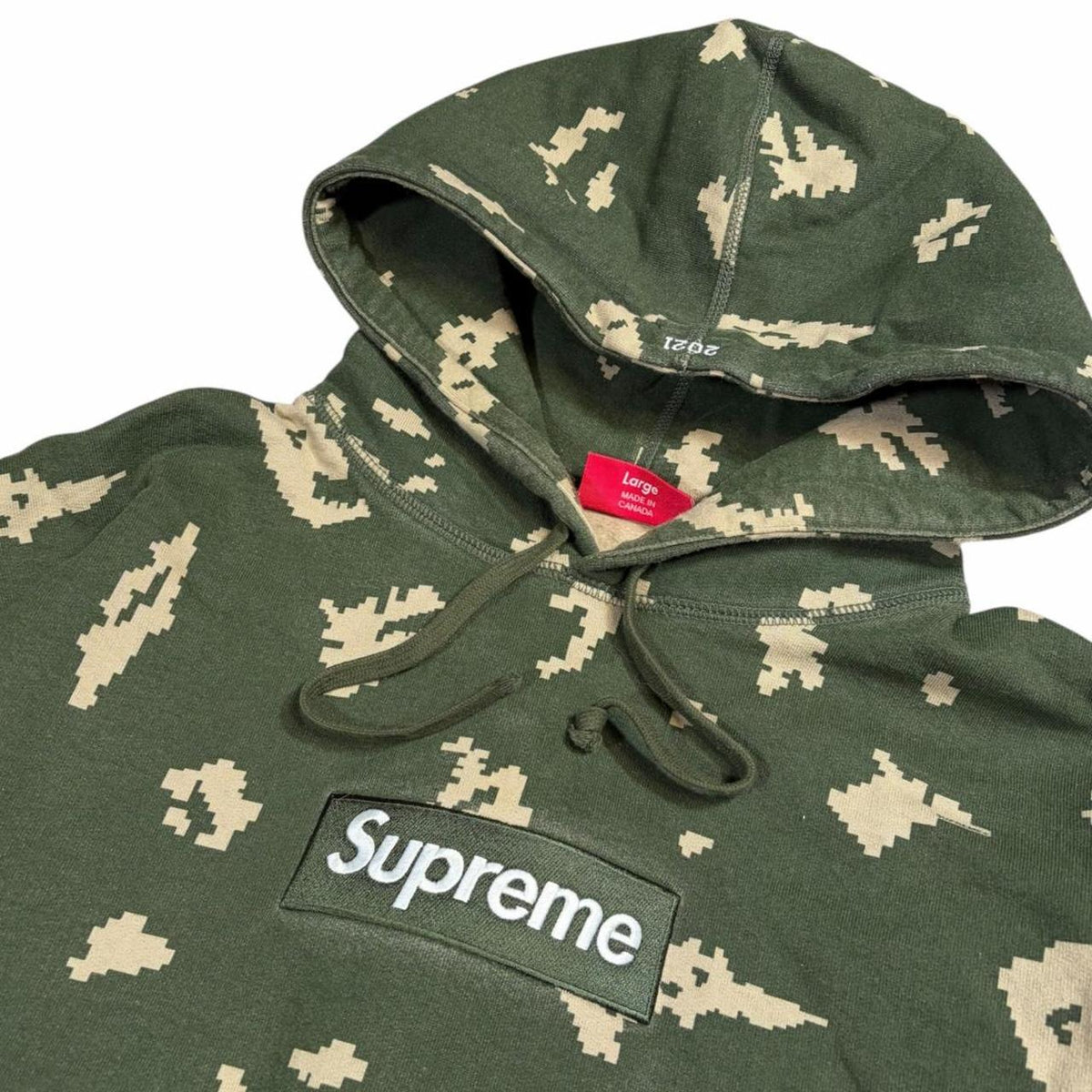 Supreme Olive Russian Digi camo box logo hoodie (L)