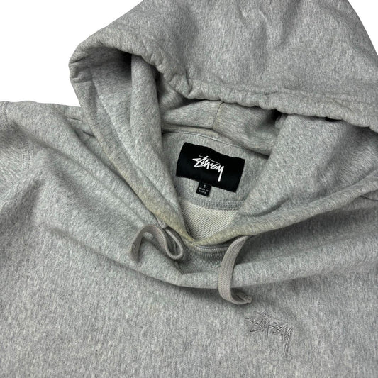 Stussy grey embroidered logo pullover hoodie (S)
