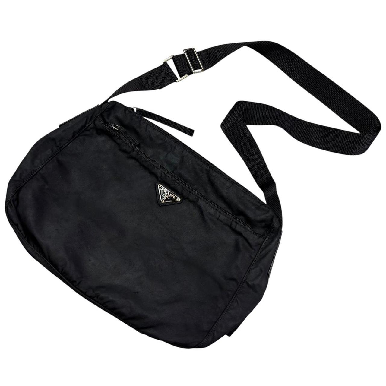 Prada black triangle logo crossbody side bag