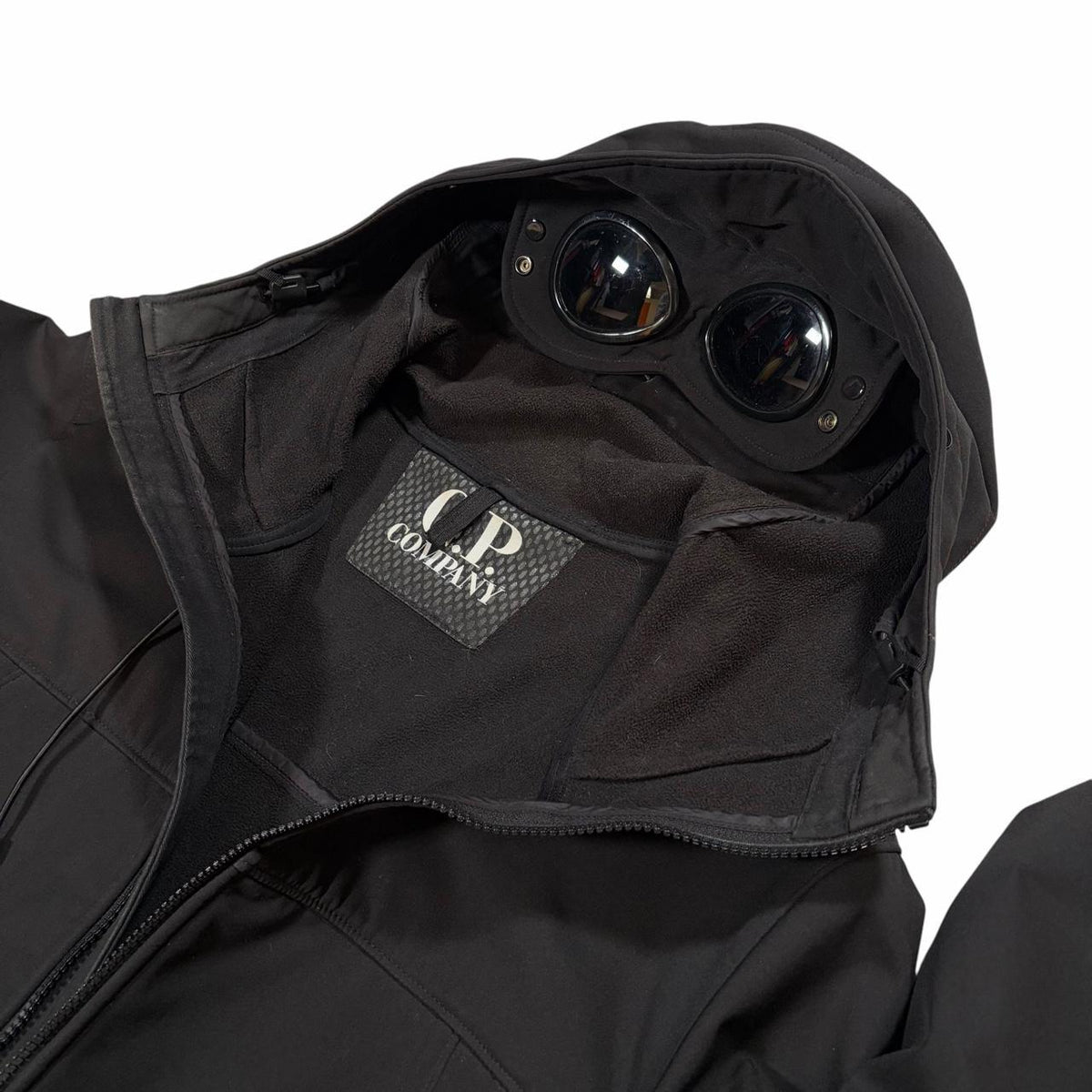 CP Company black soft shell goggle jacket (XL)