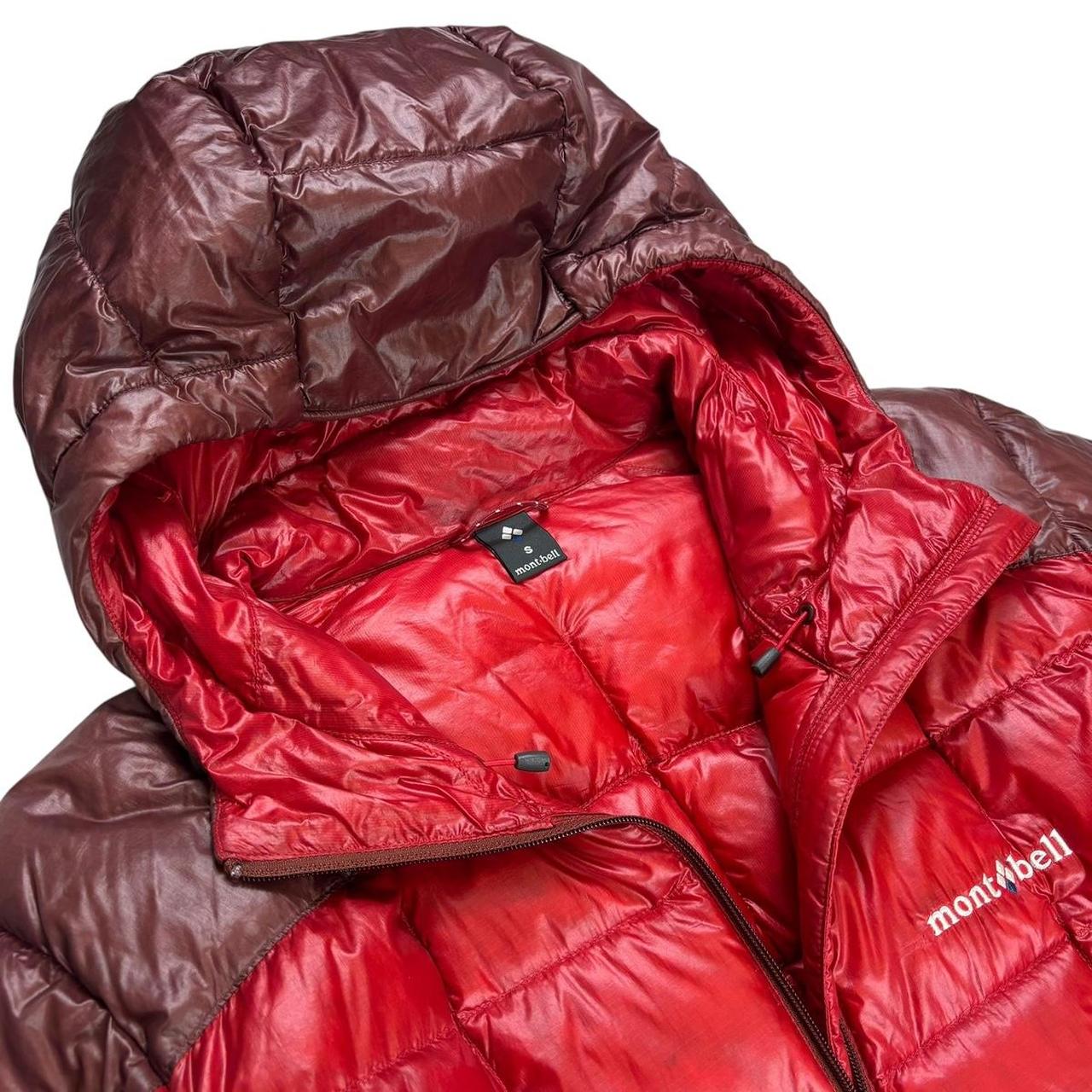 Montbell two tone red superior down puffer jacket (S)