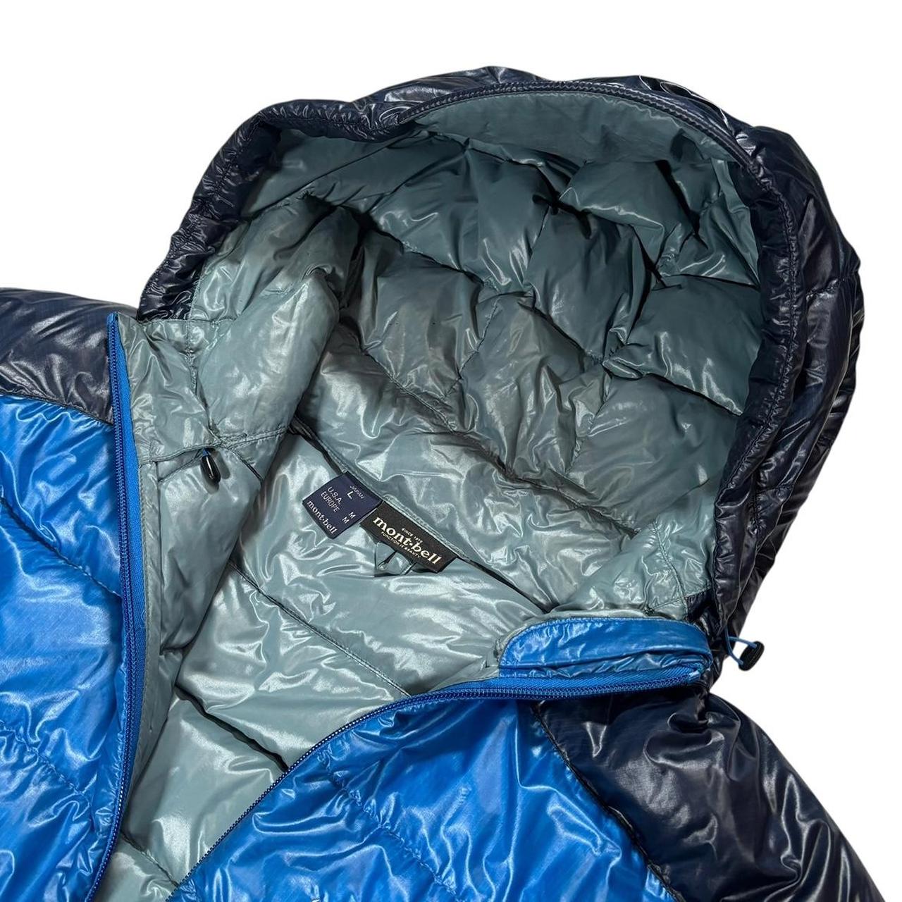 Montbell two tone blue down puffer jacket (L)