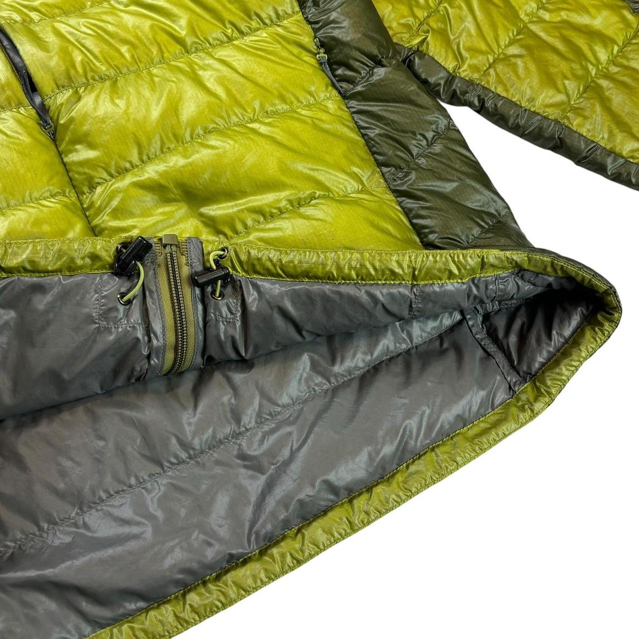 Montbell two tone green down puffer jacket (M)