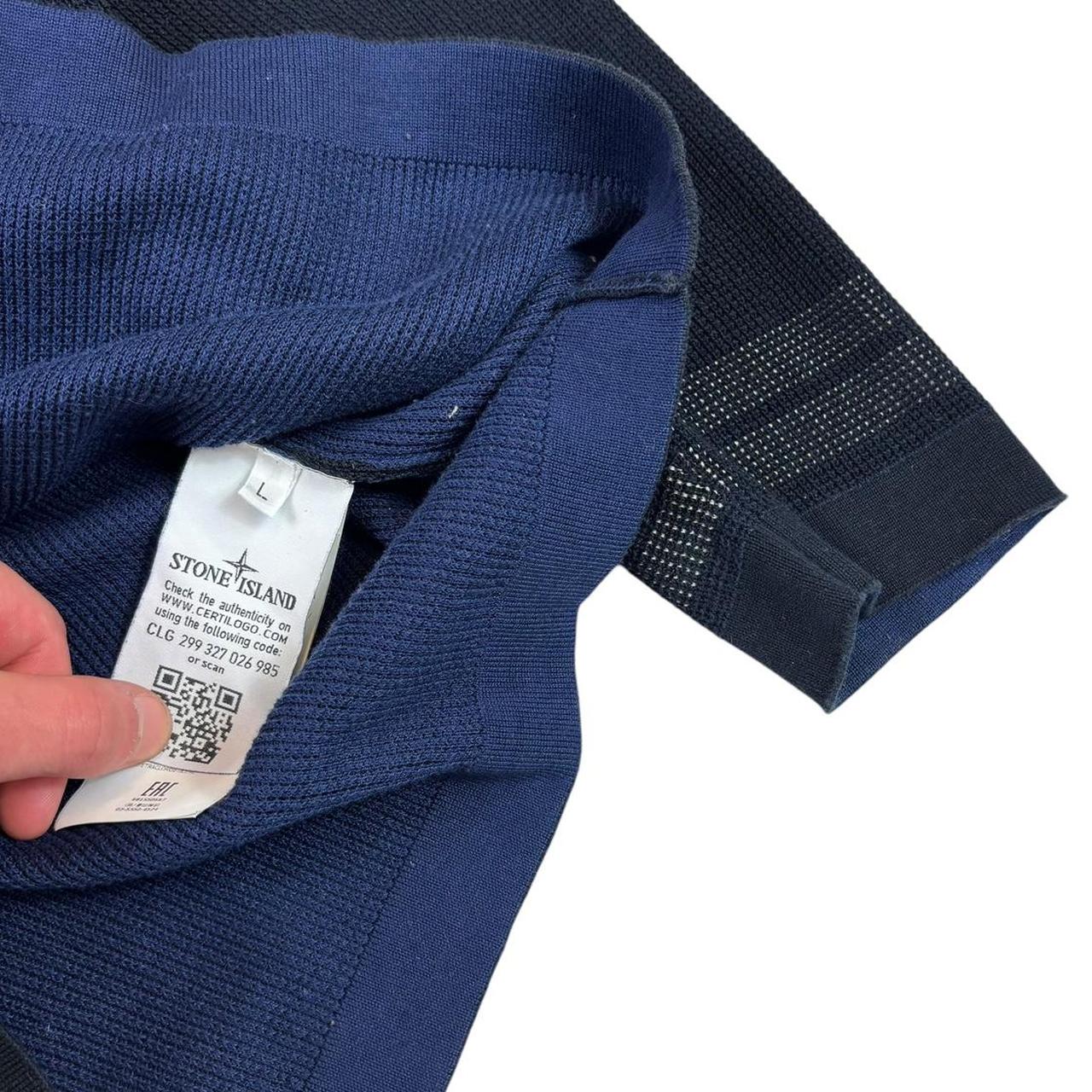 Stone island two tone blue waffle knit sweatshirt (L)