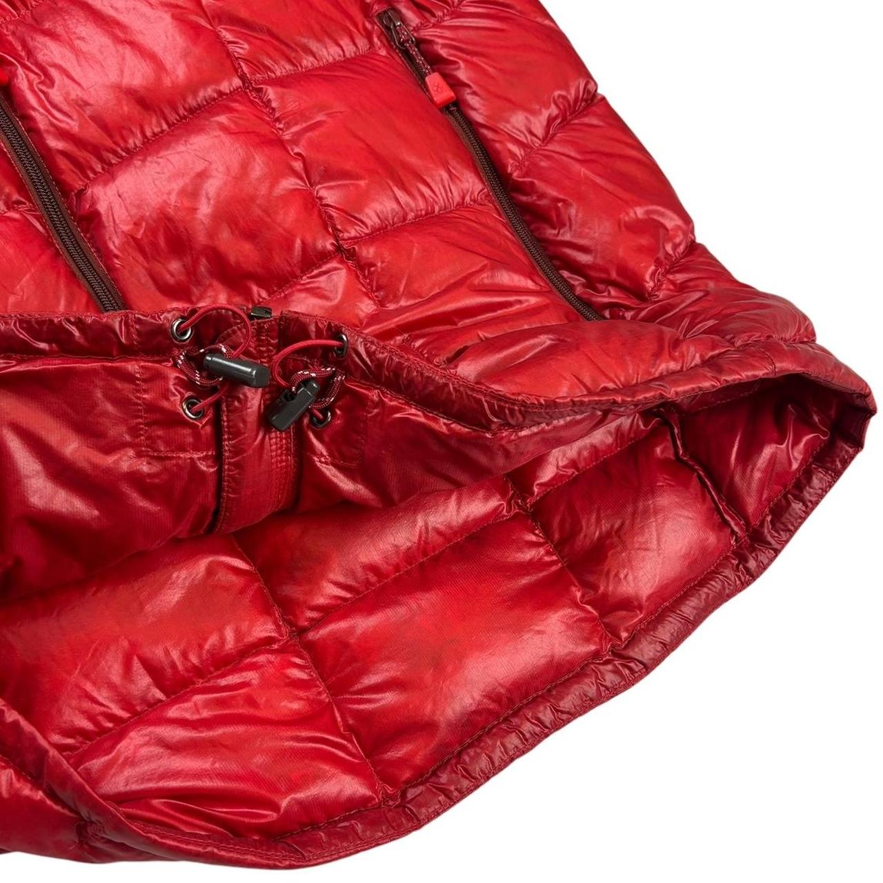 Montbell two tone red superior down puffer jacket (S)