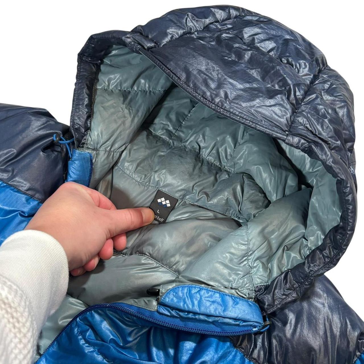 Montbell two tone blue down puffer jacket (L)