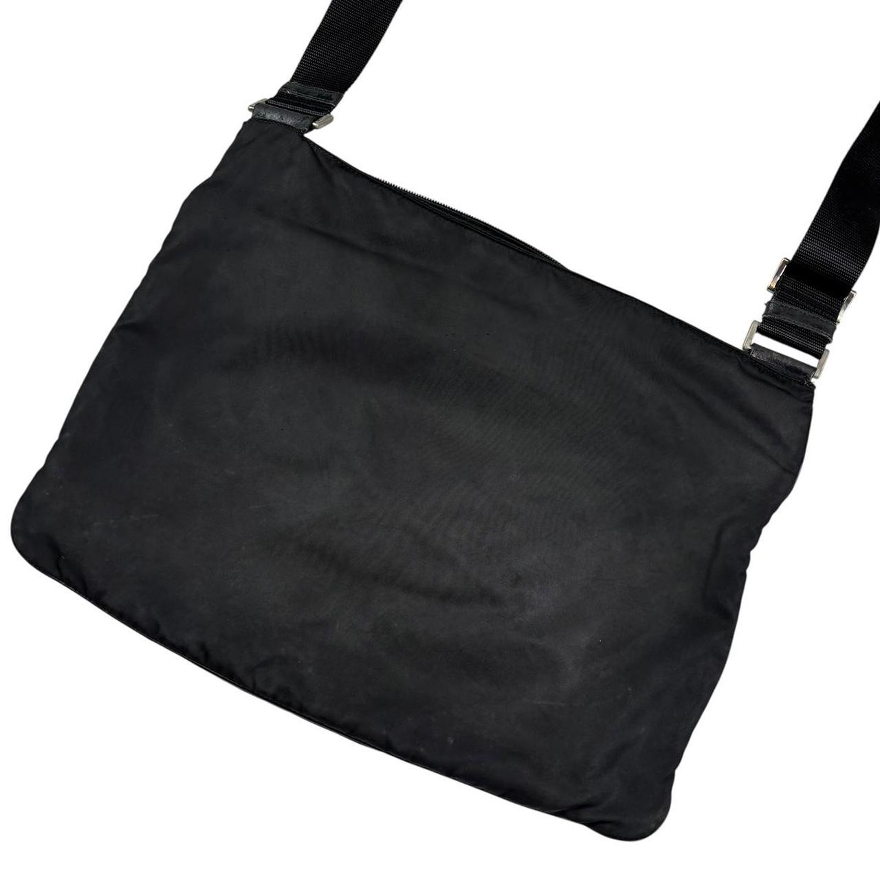Prada triangle logo large black crossbody side bag