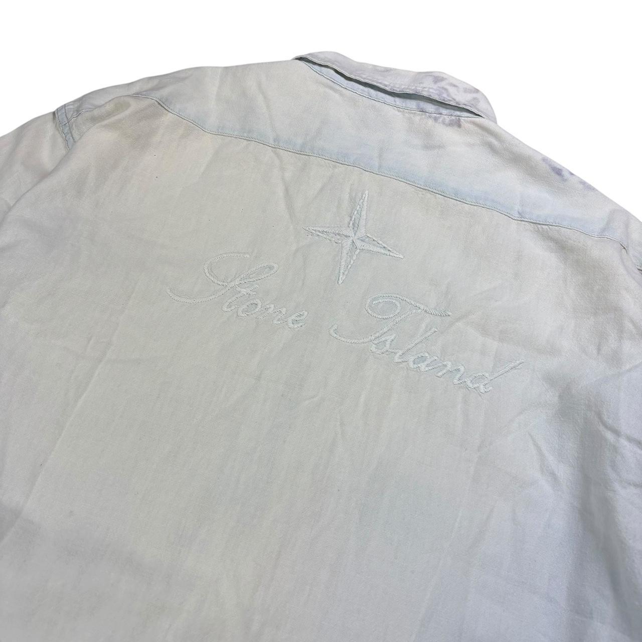 Stone island 80s embroidered spellout button up shirt (M)