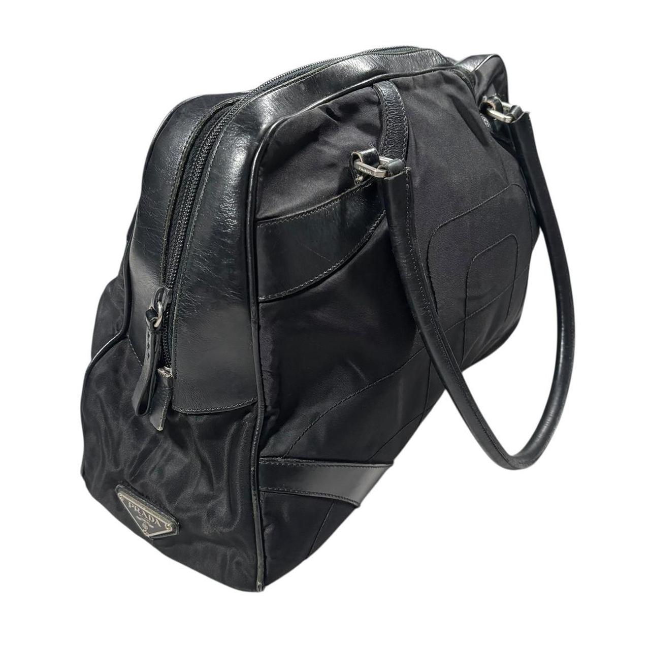 Prada tessuto black bowler shoulder bag