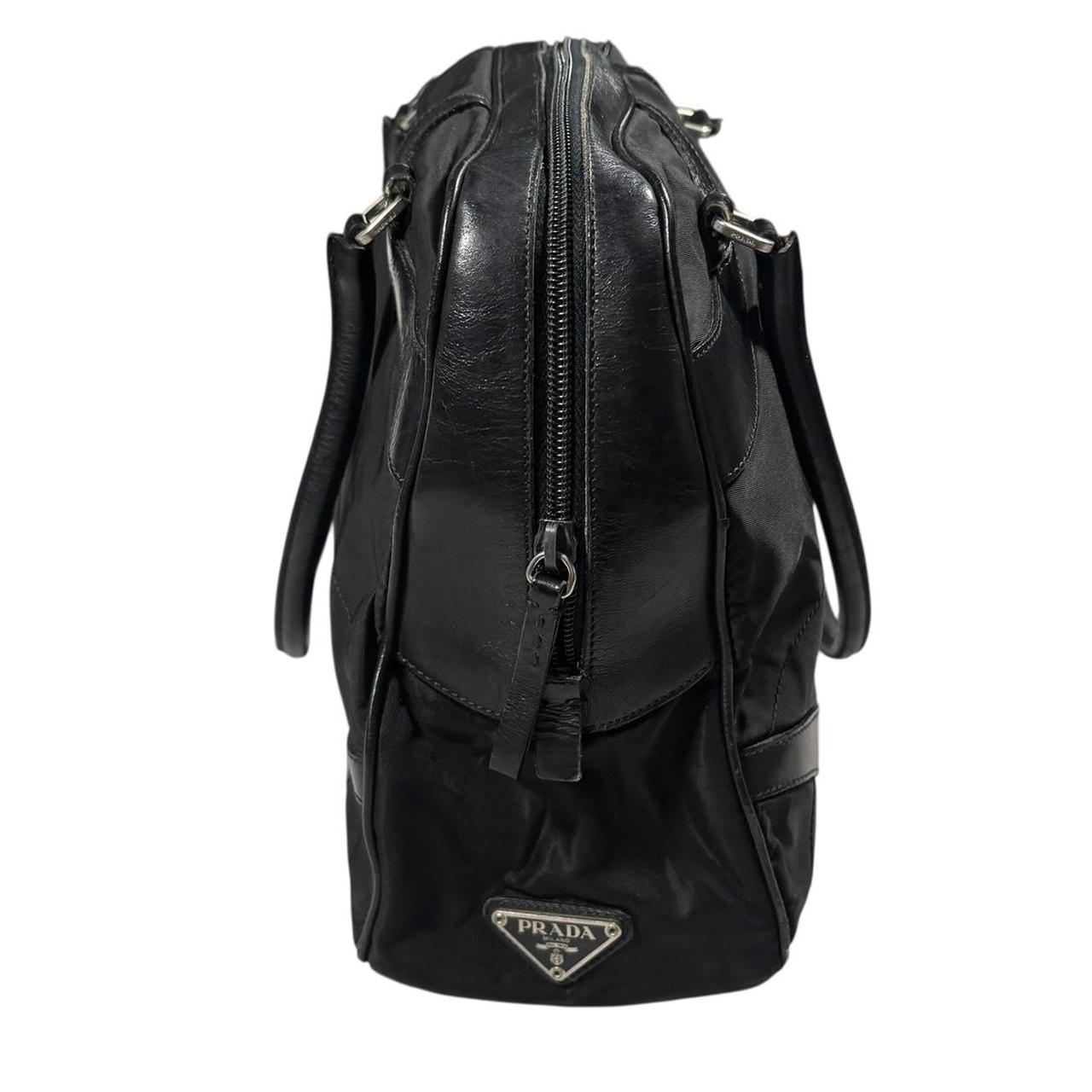Prada tessuto black bowler shoulder bag