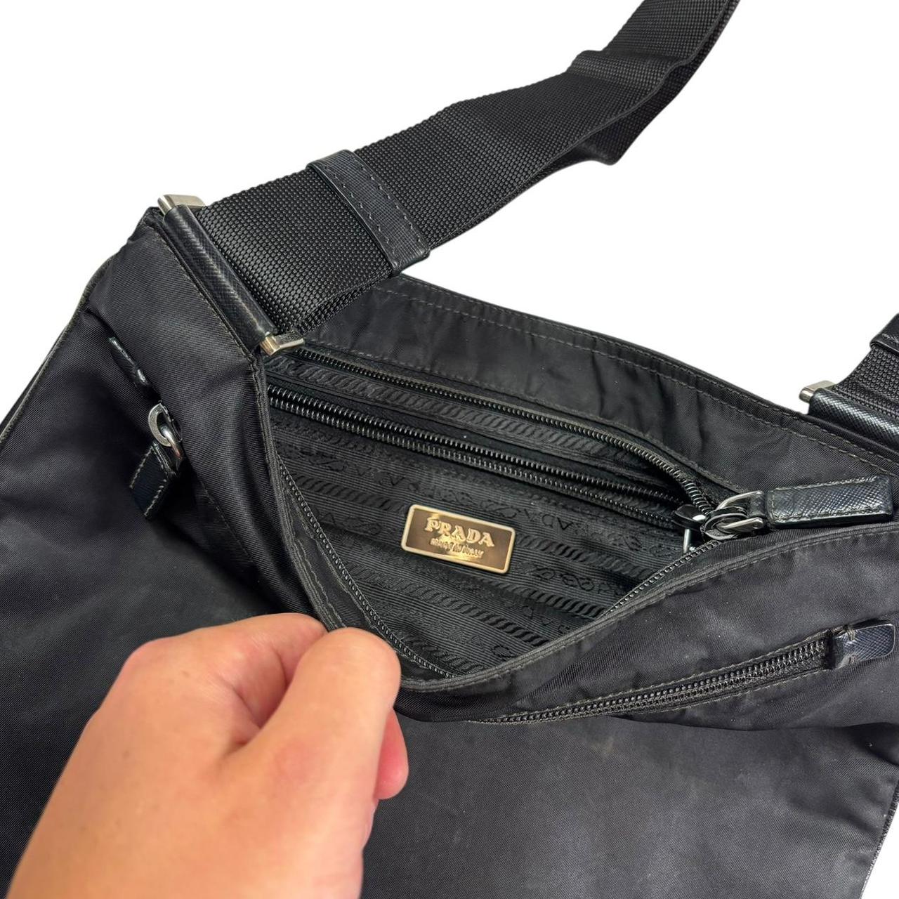 Prada triangle logo black crossbody side bag