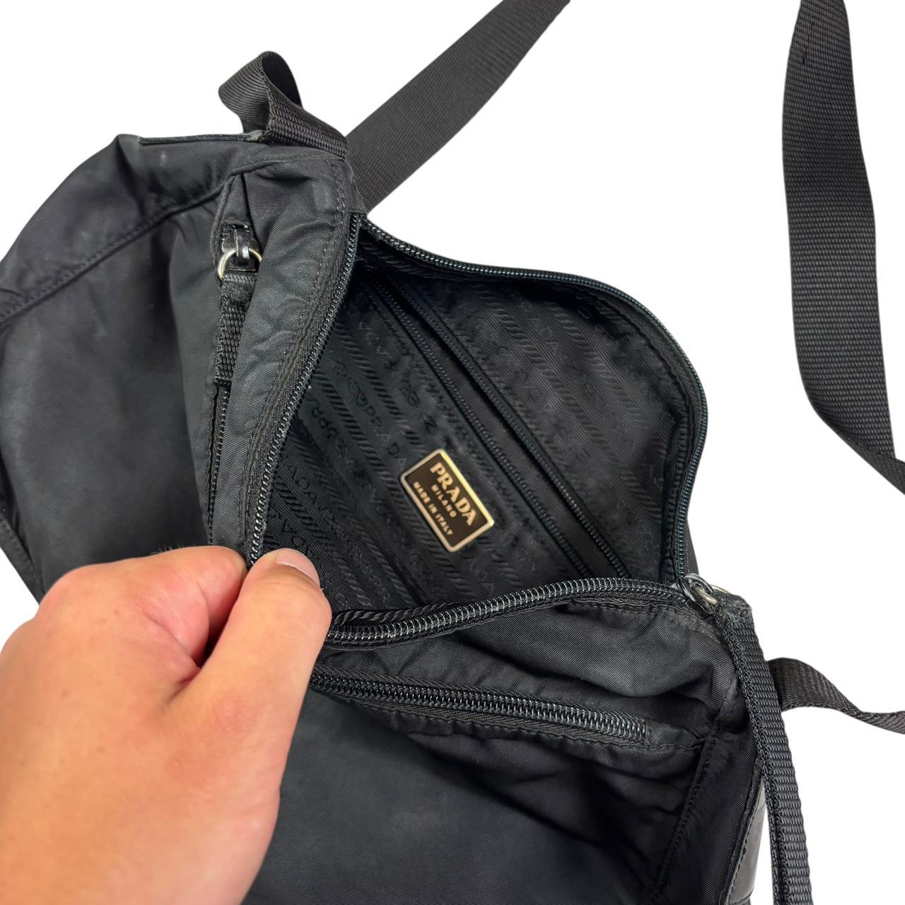 Prada black triangle logo crossbody side bag